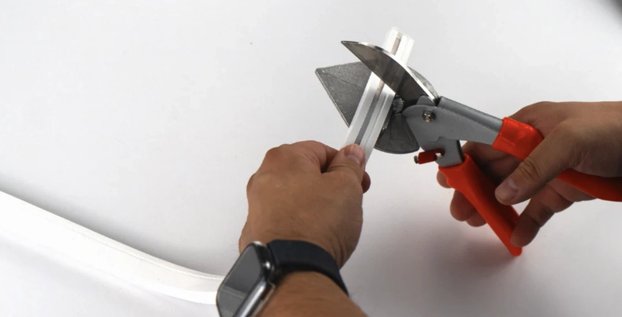 Cutting LED neon flex to length with mitre shears