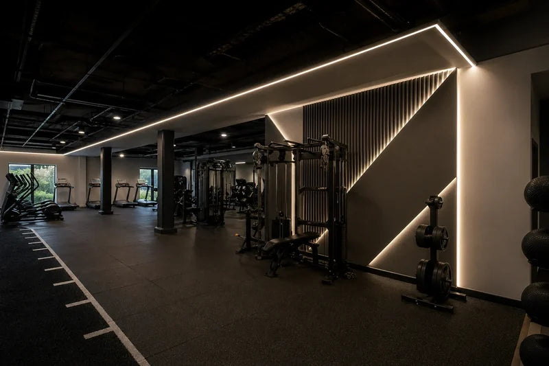 210m recessed COB strip, commercial gym in Germany