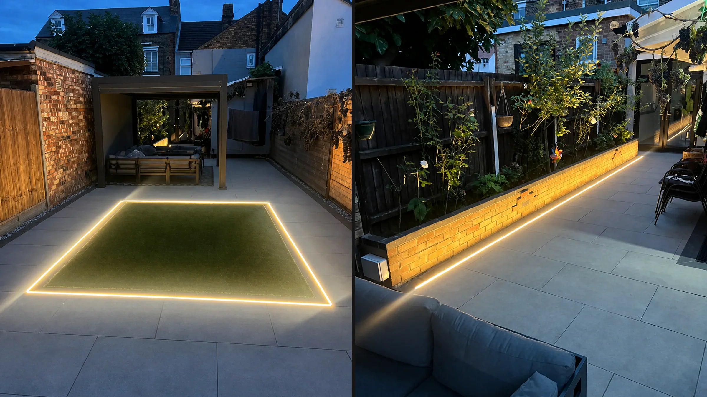 60m recessed warm white neon flex garden lighting