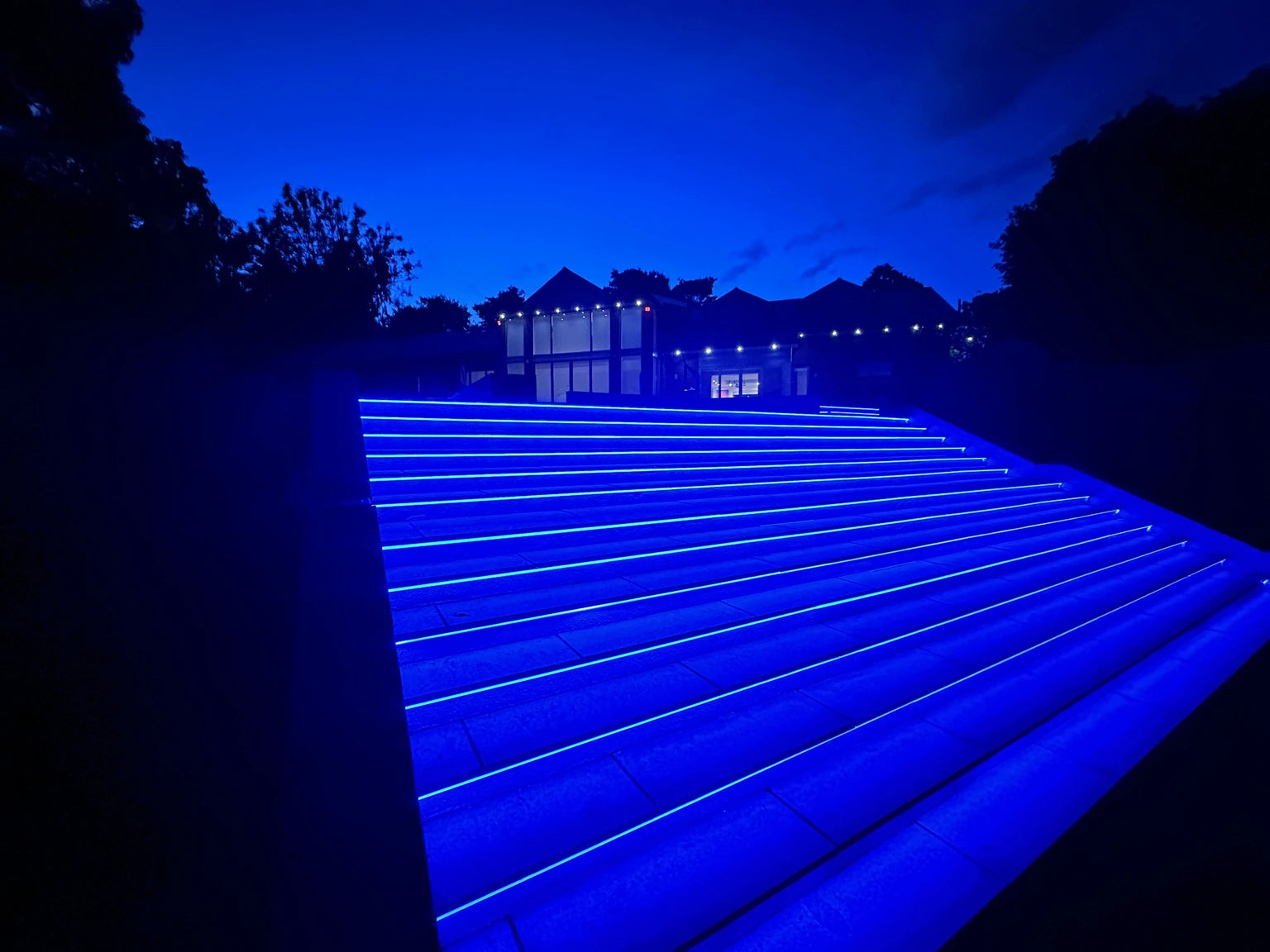 Same step run shifted to deep blue at blue hour, showing the colour range